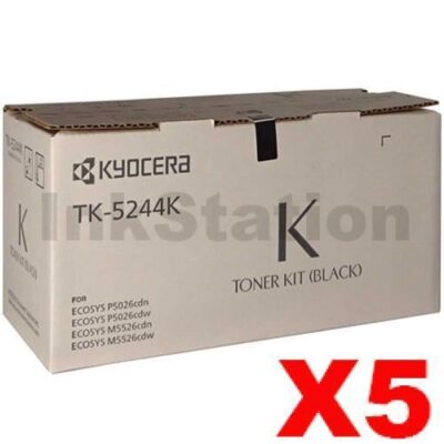5 x Genuine Kyocera TK-5244K Black Toner Cartridge Ecosys M5526, P5026 - 4,000 pages