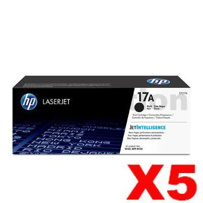 5 x HP CF217A (17A) Genuine Black Toner Cartridge - 1,600 Pages