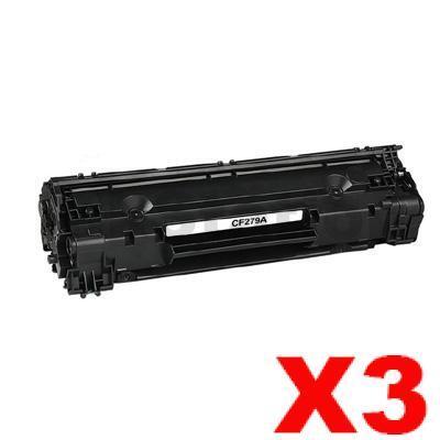 3 x HP CF279A (79A) Compatible Black Toner Cartridge - 1,000 Pages