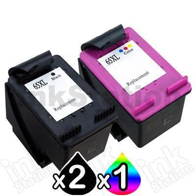 3 Pack HP 65XL Compatible High Yield Ink Combo N9K04AA + N9K03AA [2BK,1CL]