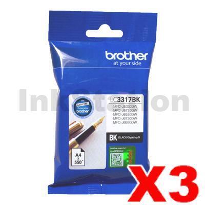 3 x Genuine Brother LC-3317BK Black Ink Cartridge - 550 pages