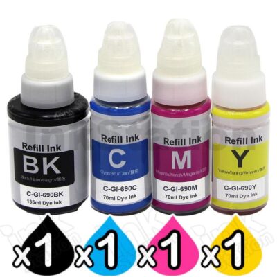 4-Pack Compatible Canon GI690 Ink Bottles [BK+C+M+Y]