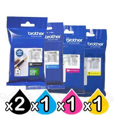 5 Pack Genuine Brother LC-3317 Ink Combo [2BK,1C,1M,1Y]