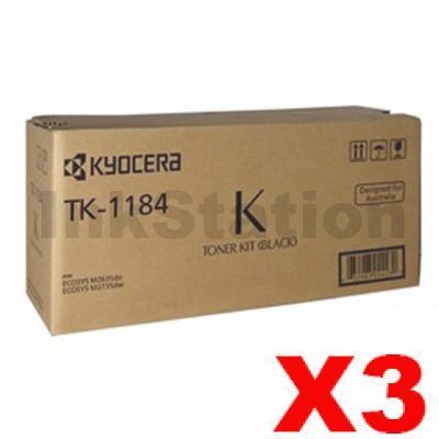3 x Genuine Kyocera TK-1184 Black Toner Cartridge M2735DW, M2635DN - 3,000 pages