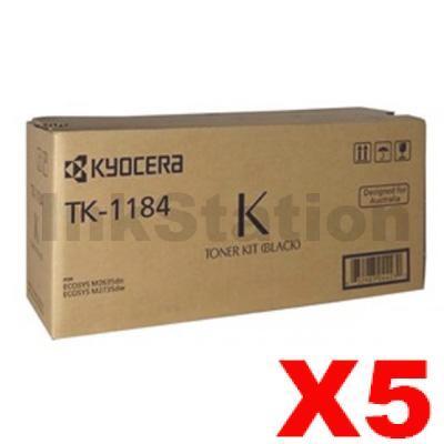 5 x Genuine Kyocera TK-1184 Black Toner Cartridge M2735DW, M2635DN - 3,000 pages