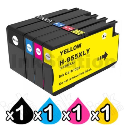 4 Pack HP 955XL Compatible High Yield Inkjet Combo L0S63AA - L0S72AA [1BK,1C,1M,1Y]
