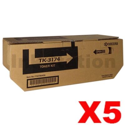 5 x Genuine Kyocera TK-3174 Black Toner Kit P3050DN - 15,500 pages