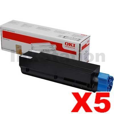 5 x Genuine OKI MB451/ B401 Black High Yield Toner Cartridge (44992407) - 2,500 pages