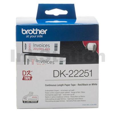Brother DK-22251 Genuine Black & Red Text on White Continuous Label Roll 62mm x 15.24m