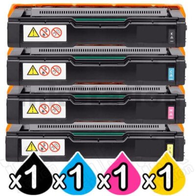 4 Pack Lanier SPC220 / SPC221 / SPC222 / SPC240 (406059-406062) Compatible Toner Combo [BK+C+M+Y]