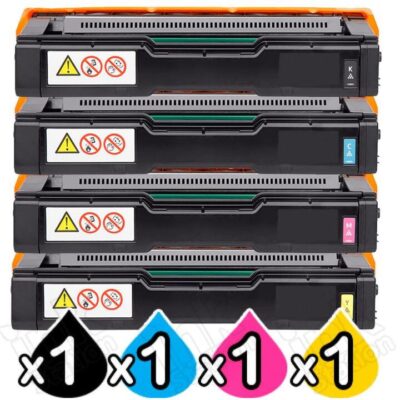 4 Pack Lanier SPC252DN / SPC252SF (407720-407723) Compatible Toner Combo [BK+C+M+Y]