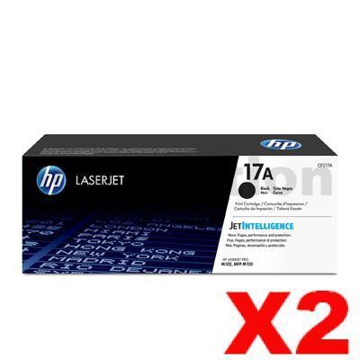 2 x HP CF217A (17A) Genuine Black Toner Cartridge - 1,600 Pages