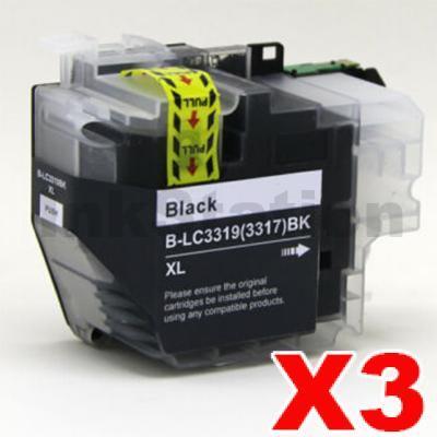 3 x Brother LC-3319XL BK Compatible Black Ink Cartridges - 3,000 pages (High Yield of Brother LC-3317 BK)