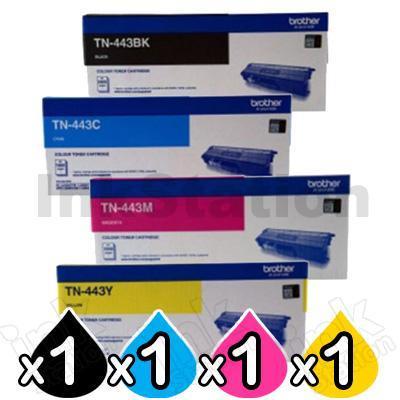 4-Pack Brother TN-443 Genuine Toner Combo [1BK,1C,1M,1Y]