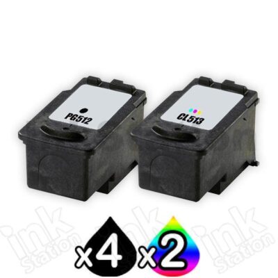 6 Pack Canon PG-512 CL-513 Compatible High Yield Value Pack [4BK,2C]