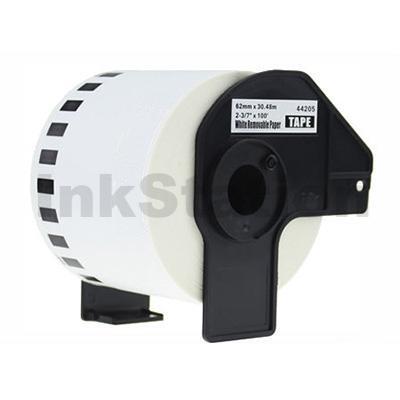 Brother DK-44205 Compatible Removable Black Text on White Continuous Paper Label Roll 62mm x 30.48m