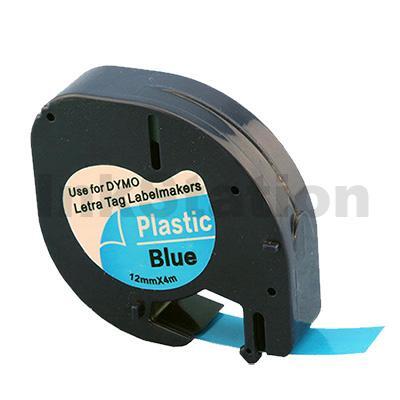 Dymo SD91205 / 91335 Compatible 12mm x 4m Black On Blue LetraTag Plastic Tape