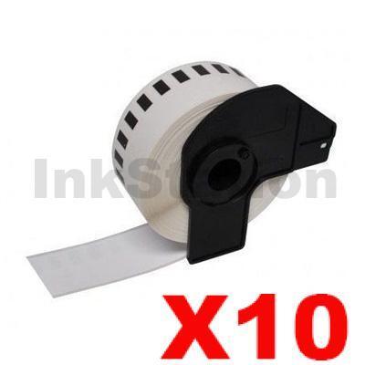 10 x Brother DK-22214 Compatible Black Text on White Continuous Paper Label Roll 12mm x 30.48m