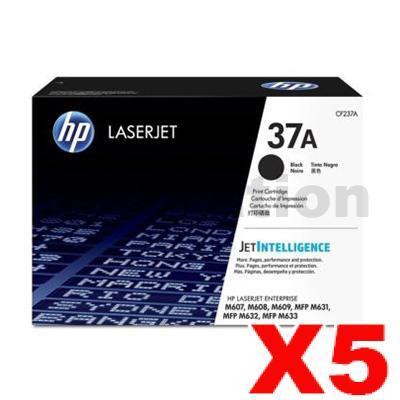 5 x HP CF237A (37A) Genuine Black Toner Cartridge - 11,000 Pages