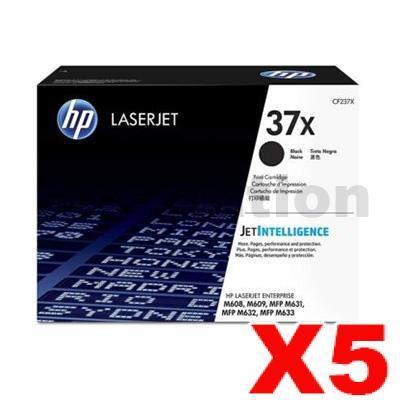 5 x HP CF237X (37X) Genuine Black High Yield Toner Cartridge - 25,000 Pages