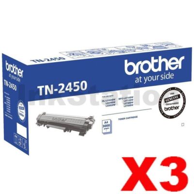 3 x Brother TN-2450 High Yield Genuine Toner Cartridge - 3,000 pages