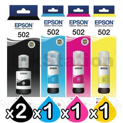 5-Pack Genuine Epson T502 EcoTank Ink Bottles [2BK+1C+1M+1Y]