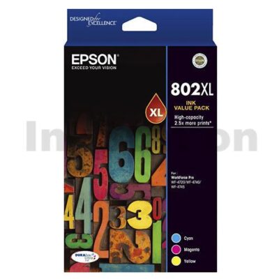 Epson 802XL (C13T356592) Genuine High Yield Inkjet Cartridge CMY Value Pack [1C,1M,1Y]