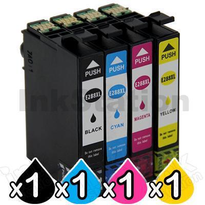 4 Pack Epson 288XL Compatible High Yield Inkjet Cartridges Combo [1BK,1C,1M,1Y]