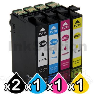 5 Pack Epson 288XL Compatible High Yield Inkjet Cartridges Combo [2BK,1C,1M,1Y]