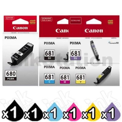 6 Pack Canon PGI-680 CLI-681 Genuine Inkjet Cartridges Combo [1BK,1PBK,1C,1M,1Y,1PB]