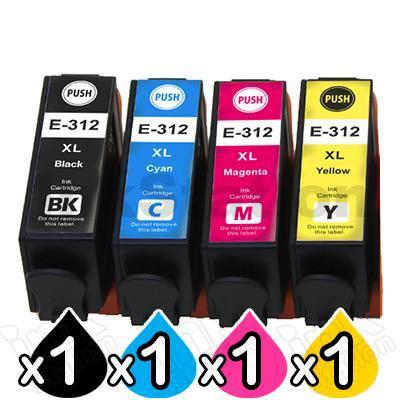 4 Pack Epson 312XL Compatible High Yield Inkjet Cartridge Combo [1BK,1C,1M,1Y]