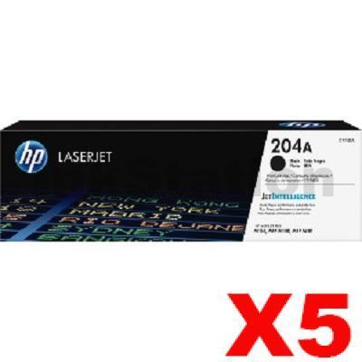 5 x HP 204A (CF510A) Genuine Black Toner Cartridge - 1,100 pages