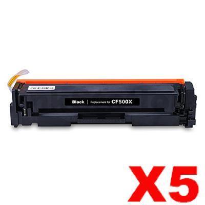 5 x HP CF500X (202X) Compatible Black High Yield Toner Cartridge - 3,200 Pages