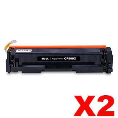 2 x HP CF500X (202X) Compatible Black High Yield Toner Cartridge - 3,200 Pages