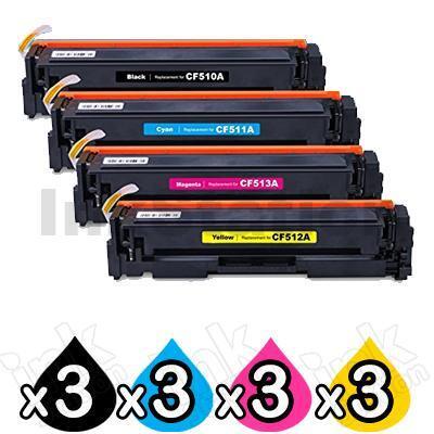 3 Sets of 4 Pack HP 204A (CF510A-CF513A) Compatible Toner Cartridges [3BK,3C,3M,3Y]