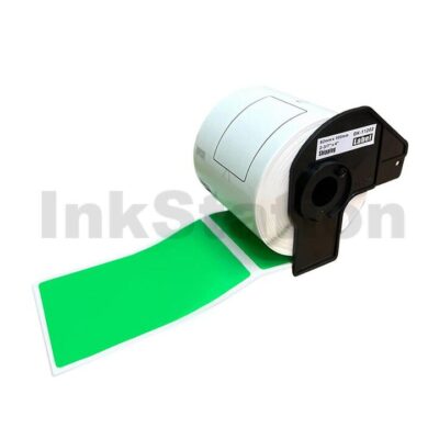 Brother DK-11202 Compatible Black Text on Green Die-Cut Paper Label Roll 62mm x 100mm - 300 labels per roll