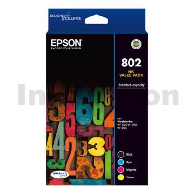 Epson 802 (C13T355692) Genuine Inkjet Cartridge CMYK Value Pack [1BK,1C,1M,1Y]