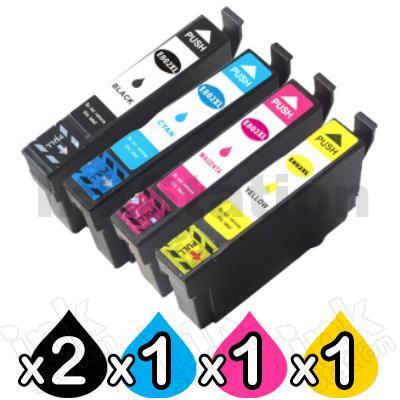 5 Pack Epson 802XL (C13T356192-C13T356492) Compatible High Yield Inkjet Cartridge Combo Pack [2BK,1C,1M,1Y]