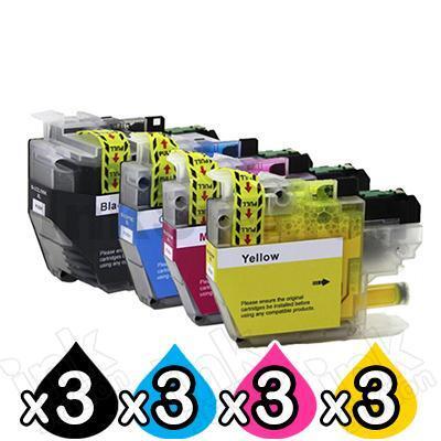 12 Pack Brother LC-3329XL High Yield Compatible Ink Cartridges Combo [3BK, 3C, 3M, 3Y]