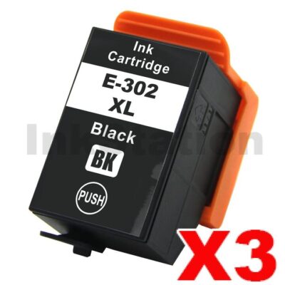 3 x Epson 302XL (C13T01X192) Compatible Black High Yield Inkjet Cartridge