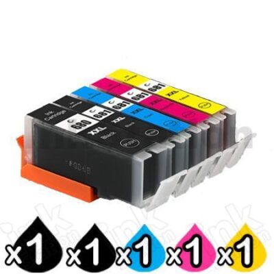 5 Pack Canon PGI-680XXL CLI-681XXL Extra High Yield Compatible Inkjet Cartridges Combo [1BK,1PBK,1C,1M,1Y]