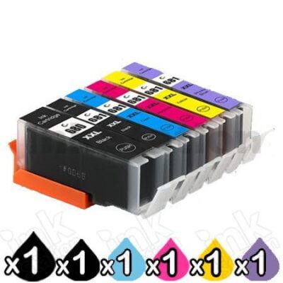 6 Pack Canon PGI-680XXL CLI-681XXL Extra High Yield Compatible Inkjet Cartridges Combo [1BK,1PBK,1C,1M,1Y,1PB]