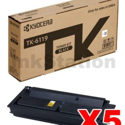 5 x Genuine Kyocera TK-6119 Black Toner Cartridge M4132IDN, M4125IDN - 15,000 pages