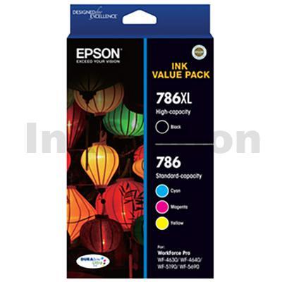Epson 786XL High Yield Black + 786 Standard Yield CMY Genuine Ink Cartridge Value Pack C13T786692 [1BK,1C,1M,1Y]