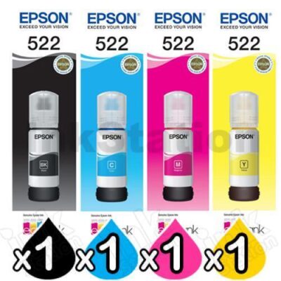 4-Pack Genuine Epson T522 EcoTank Ink Bottle [BK+C+M+Y]