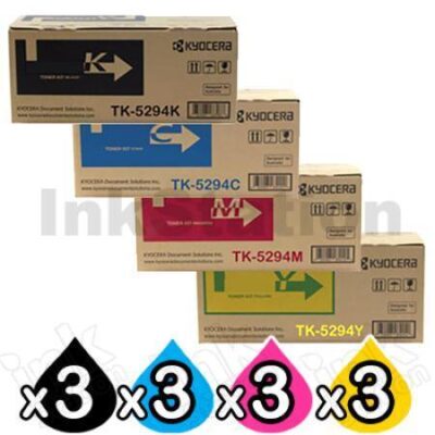 3 Sets of 4-Pack Genuine Kyocera TK-5294 Toner Cartridge Combo Ecosys P7240CDN [3BK,3C,3M,3Y]