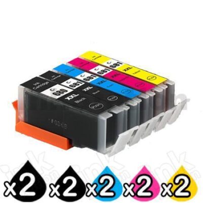 10 Pack Canon PGI-680XXL CLI-681XXL Extra High Yield Compatible Inkjet Cartridges Combo [2BK,2PBK,2C,2M,2Y]