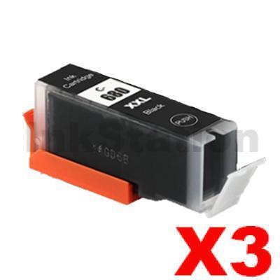 3 x Canon PGI-680XXLBK Extra High Yield Compatible Black Inkjet Cartridge - 600 pages