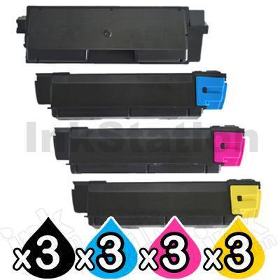 3 Sets of 4 Pack Non-Genuine alternative for TK-5164 Toner Cartridge suitable for Kyocera P-7040CDN [3BK+3C+3M+3Y]
