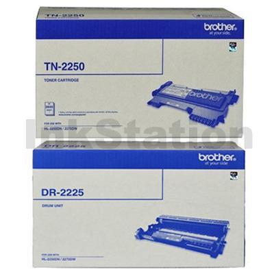 Brother Genuine TN-2250 Toner Cartridge + Genuine DR-2225 Drum Unit Combo
